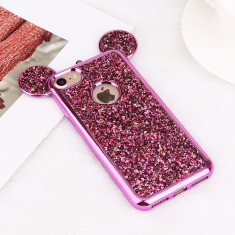 Husa Lux 3d Fashion Glitter Ears iPhone 7 Roz foto