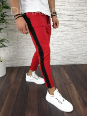 Pantaloni PREMIUM de trening rosi cu dunga neagra - pentru barbati - A2829 foto