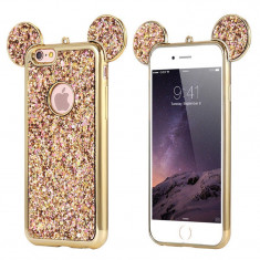 Husa Lux 3d Fashion Glitter Ears iPhone 7 Plus Gold foto