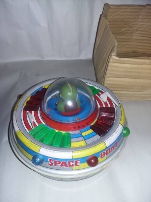 Jucarie veche tabla China Space Boat ME 780 RAR,jucarie de colectie superba,RARA foto