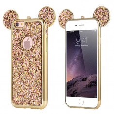 Husa Lux 3d Fashion Glitter Ears iPhone 6 6s Gold foto