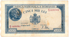 Bancnota 5000 lei 10 octombrie 1944 foto