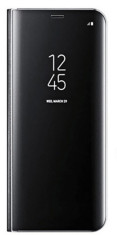 Husa Tip Carte Mirror Samsung Galaxy S7 Edge Neagra Cu Folie Silicon Upzz Inclusa foto
