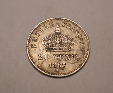 Franta 20 centimes 1867 BB Frumoasa