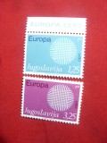 Serie Europa CEPT 1970 Yugoslavia , 2 valori, Nestampilat