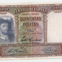 SPANIA 500 PESETAS 1931 VF