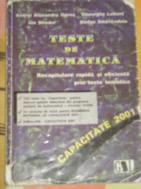 myh 35s - Oprea - Lobont - Culegere matematica teste capacitate - ed 2001