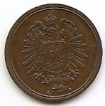 Germania 1 Pfennig 1875 A - Wilhelm I (type 1 - large shield) Cupru, 17.7mm KM-1 foto