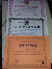 Set 3 Diploma/Diplome vechi ale aceleiasi persoane,de colectie,T.GRATUIT foto