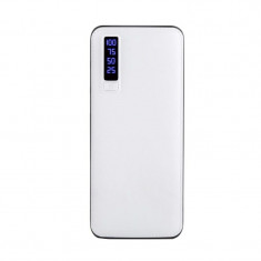 Baterie externa Smart Power Bank, 20000 mAh, 3 x USB, design piele, alb foto
