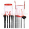 Set 12 pensule machiaj profesionale Kylie + Etui White &amp; Red