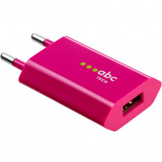 Incarcator de retea cu un port USB 5V/1A Roz foto