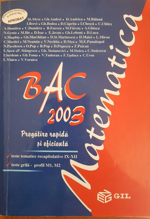 BACALAUREAT 2003 MATEMATICA PREGATIRE RAPIDA SI EFICIENTA - Alexe, Andrei