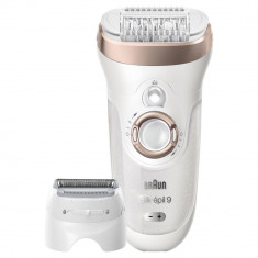 Epilator Braun Silk-epil 9561 Wet &amp;amp; Dry, 40 Pensete, Acumulator, 6 Accesorii, 2 Viteze, Alb/Auriu foto