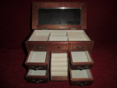 REZERVAT Dulapior,cutie din lemn cu sertare pt bijuterii 29x18x15 cm NR 4 foto
