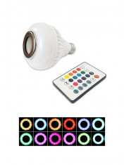 Bec Smart Full, multicolor, boxa bluetooth incorporata, telecomanda 24 butoane, 4 jocuri de lumini foto