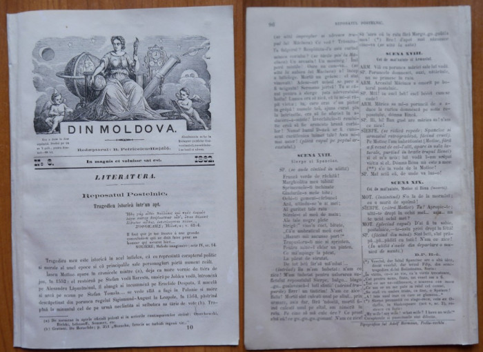 Revista Din Moldova , redactor Petriceicu Hasdeu , Iasi , 1862 , an 1 , nr. 6