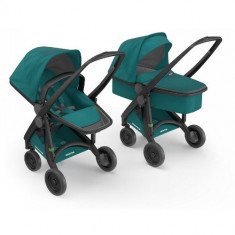 Carucior 2 in 1 Ecologic cu Cadru Negru Teal foto