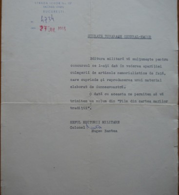Ministerul Fortelor Armate; Editura Militara, 1966, semnata foto