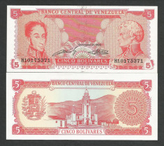 VENEZUELA 5 BOLIVARES 1989 UNC [1] P-70a , necirculata foto