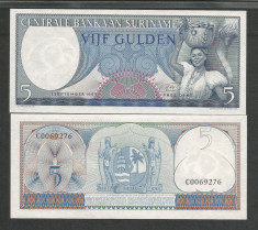 SURINAME SURINAM 5 GULDEN GULDENI 1963 UNC [1] P-120b , necirculata foto