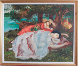 Pictură pe p&acirc;nză, copie după Gustave Courbet (1819-1877), Scene gen, Ulei, Realism