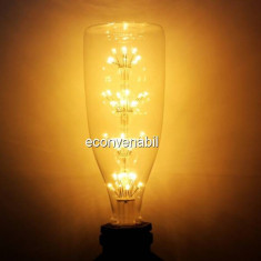 Bec LED Decorativ Edison Vintage 4W Alb Cald E27 Sticla Bere 22x8cm foto