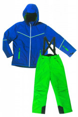 Jacheta si pantaloni Ski copii, Pocopiano, verde/albastru foto