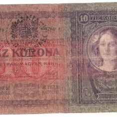 AUSTRIA UNGARIA 10 COROANE KRONEN 1904 2 STAMPILE REGIONALE U