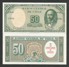 CHILE 5 CENTIMOS de ESCUDO pe 50 PESOS - 1960 UNC [1] P-126b.1 , necirculata foto