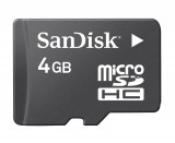 Card memorie Sandisk 4gb microsd + adaptor original nou, Micro SD, 4 GB