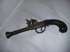 Pistol vechi masiv alama/bronz,pistol de panoplie tip antic,Transp.GRATUIT foto