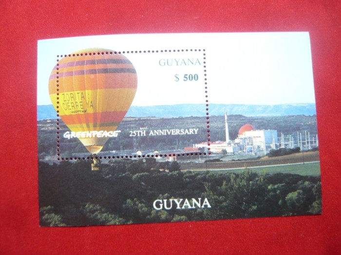 Colita Guyana 1978 -Aniversare Green Peace 25 Ani-Baloane cu aer