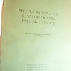 Ing.CC Teodorescu -Receptia materialului si valorificarea datelor obtinute -1933