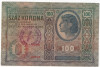AUSTRIA UNGARIA 100 COROANE KRONEN 1912 STAMPILA REGIONALA VF