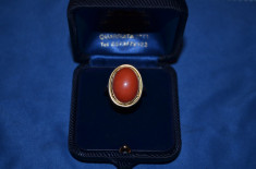 INEL AUR 18K - CORAL natural - Mare - Vintage - Marimea 61 - 7g. ! foto