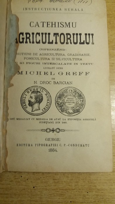 myh 22f - N Droc Bracian - Cathehismul agricultorului - ed 1884 !!!!!