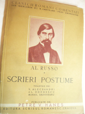 Alecu Russo -Scrieri Postume-Clasici Romani Comentati,publicate de V.Hanes ,174p foto