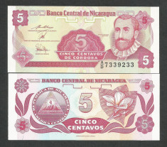 NICARAGUA 5 CENTAVOS 1991 UNC [1] P-168a.2 , necirculata foto