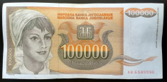 IUGOSLAVIA 100000 100.000 dinara dinari 1993 stare foarte buna foto