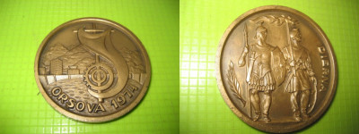 9795-Medalia RSR Orsova 1974- Dierna- bronz masiv, stare buna. foto