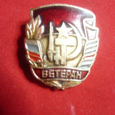 Insigna Veteran de Razboi URSS ,metal si email , h=2,7cm