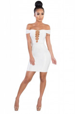 BAN453-2 Rochie bandage sexy, cu umerii goi si decolteu adanc foto