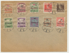 Ungaria Serbia 1919 10 timbre sursarj local Baranya anulate pe plic la Pecs foto