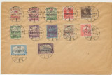 Ungaria Serbia 1919 12 timbre sursarj local Baranya anulate pe plic la Pecs