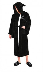 Halat De Baie Deathly Hallows Harry Potter Mens Black Fleece Robe foto