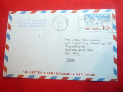 Aerograma SUA circulata 1960 cu 10C marca fixa foto