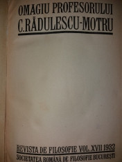 G. VLADESCU-RACOASA -E. SPERANTIA -OMAGIU PROFESORULUI C. RADULESCU-MOTRU {1932} foto