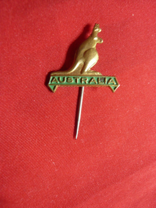 Insigna veche Cangur Australia metal si email , h= 2cm