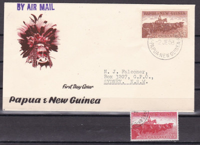 Papua Noua Guinee 1958 fauna MI 17 FDC + MI 19 stamp. w54 foto